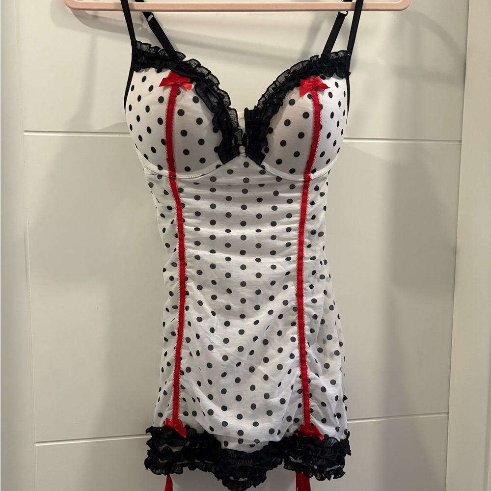 La SENZA Polka Dot MerryWidow with Black and Red Details